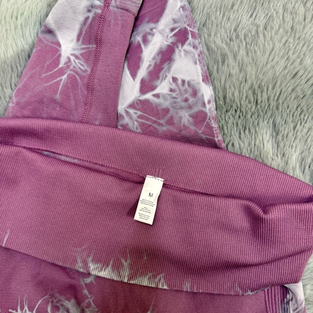 Romwe High Waist Scrunch Leggings | Butt Lifting Effect Rose Tye dye Lightning - Picture 7 of 8